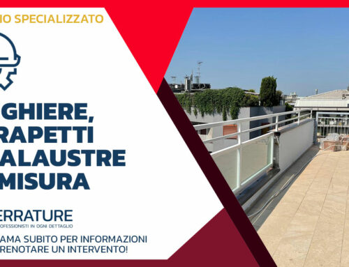 Realizzazione e installazione di nuovi parapetti realizzati su misura in acciaio inox con vetri di sicurezza in prestigioso attico a Milano